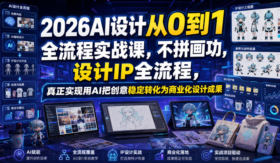 2026AI设计从0到1全流程实战课，不拼画功，设计IP全流程，真正实现用AI把创意稳定转化为商业化设计成果-课程网
