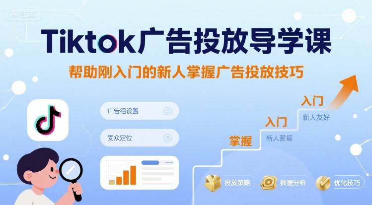 Tiktok广告投放导学课，帮助刚入门的新人掌握广告投放技巧-课程网