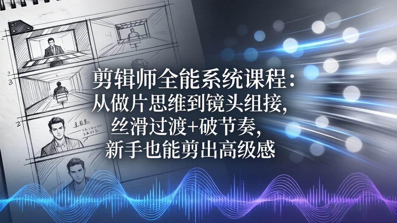 （18260期）剪辑师全能系统课程：从做片思维到镜头组接，丝滑过渡+破节奏，新手也能剪出高级感-课程网