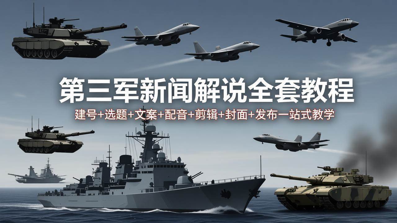 （18081期）第三军迷新闻解说全套教程：建号+选题+文案+配音+剪辑+封面+发布一站式教学-课程网