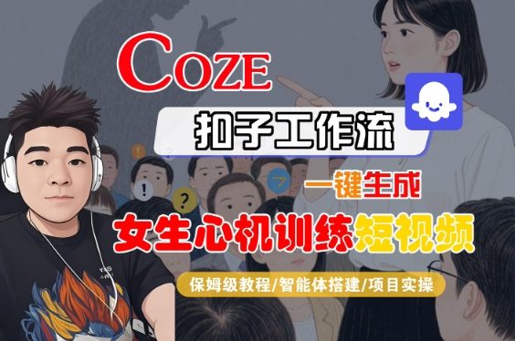 COZE扣子工作流一键生成女生心机训练短视频，保姆级教程-智能体搭建-项目实操-课程网