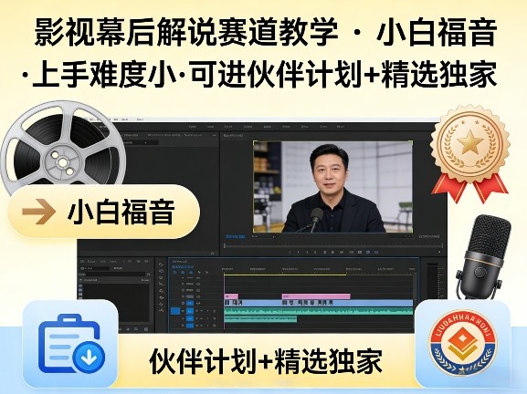 某大佬的影视幕后解说赛道教学，小白福音，上手难度小，可进伙伴计划+精选独家-课程网