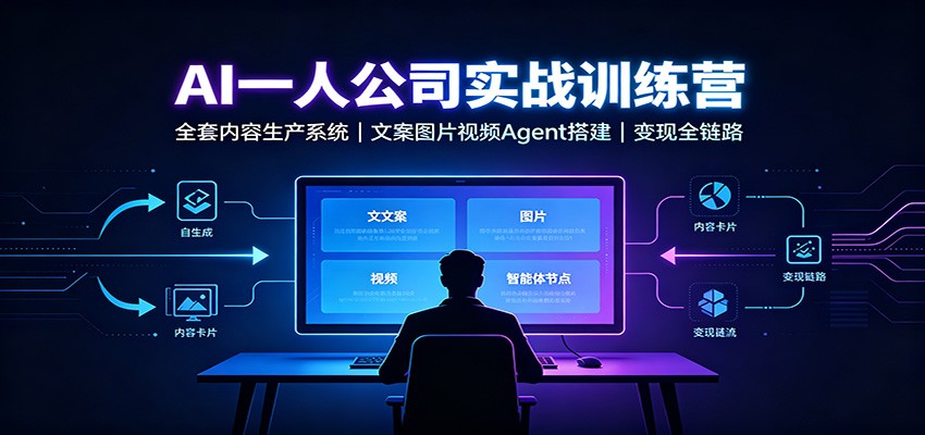 AI创作一人公司实战训练营：全套内容生产系统，文案图片视频Agent搭建变现全链路-课程网
