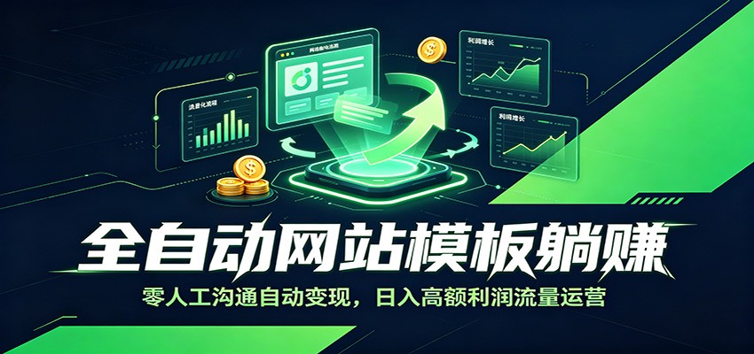 全自动网站模板躺赚：零人工沟通自动变现，日入高额利润流量运营-课程网