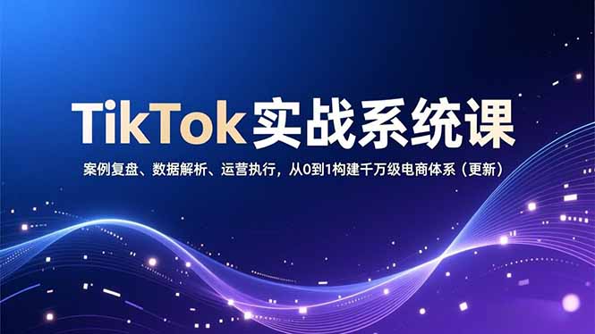 TikTok实战系统课，案例复盘、数据解析、运营执行，从0到1构建千万级电商体系(更新-课程网