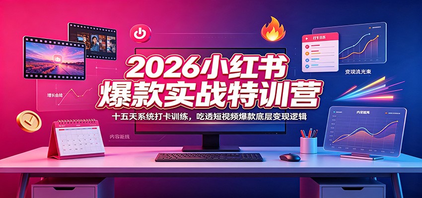 2026小红书爆款实战特训营：十五天系统打卡训练，吃透短视频爆款底层变现逻辑-课程网