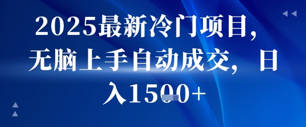 2025最新冷门项目，无脑上手自动成交，日入多张-课程网