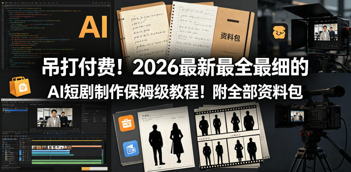吊打付费！2026最新最全最细的AI短剧制作保姆级教程！附全部资料包-课程网