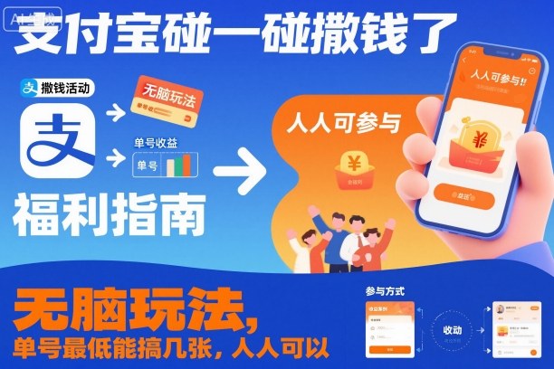 支付宝碰一碰撒钱了，无脑玩法，单号最低能搞几张，人人可以撸【揭秘】-课程网