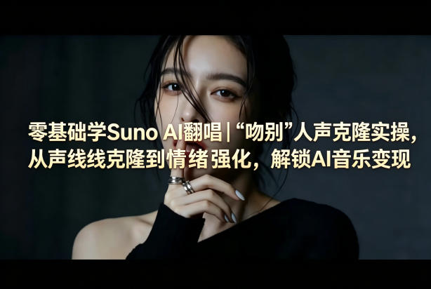 零基础学Suno AI翻唱｜《吻别》人声克隆实操，从声线克隆到情绪强化，解锁AI音乐变现-课程网