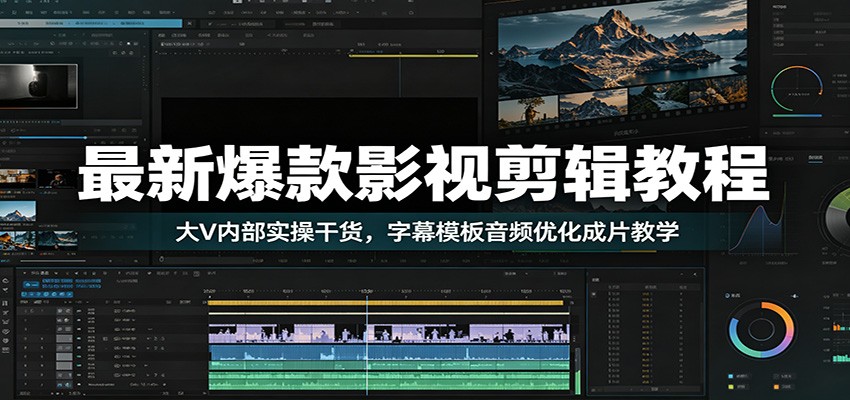 最新爆款影视剪辑教程：大V内部实操干货，字幕模板音频优化成片教学-课程网