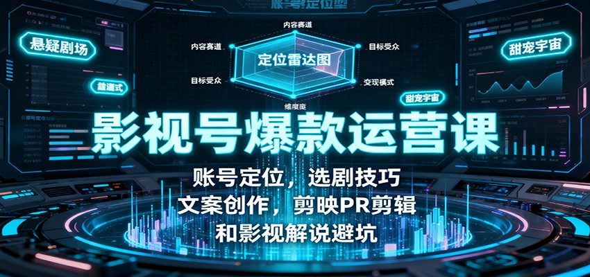 影视号爆款运营课：账号定位，选剧技巧，文案创作，剪映PR剪辑和影视解说避坑-课程网