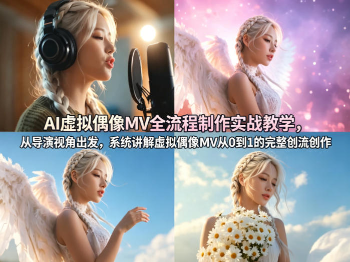 AI虚拟偶像MV全流程制作实战教学，从导演视角出发，系统讲解虚拟偶像MV从0到1的完整创作流程-课程网