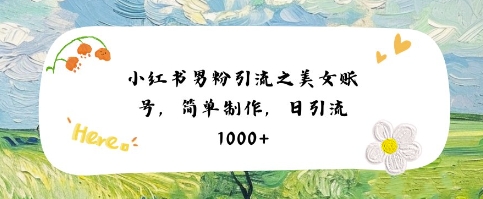 小红书男粉引流项目之美女账号6，简单制作，条条爆款原创，不违规-课程网