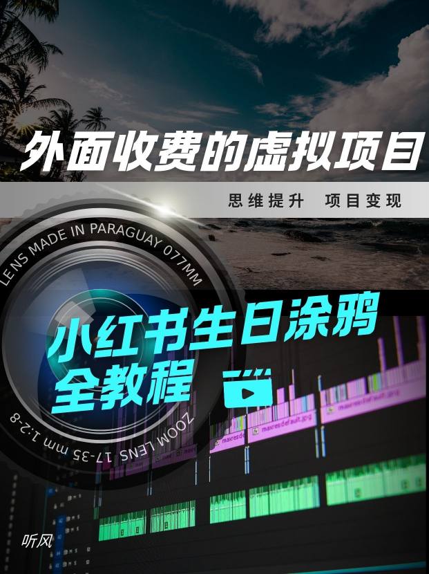 外面收费的小众虚拟项目，小红薯生日涂鸦，每日50-2张-课程网