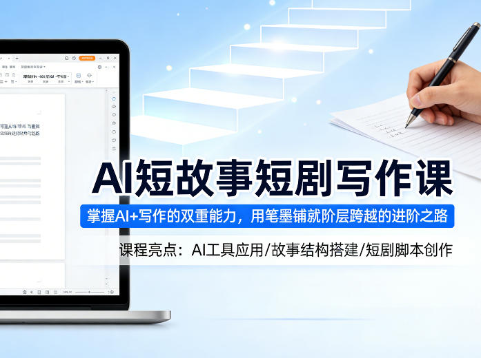 AI短故事短剧写作课，掌握AI+写作的双重能力，用笔墨铺就阶层跨越的进阶之路-课程网