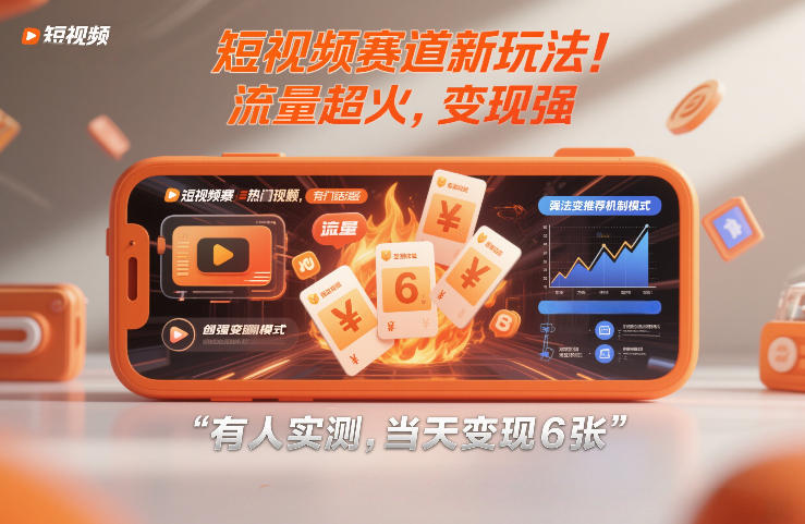 短视频赛道新玩法！流量超火，变现强，有人实测，当天变现6张-课程网