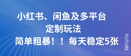 小红书、闲鱼及多平台定制玩法简单粗暴！每天稳定5张-课程网