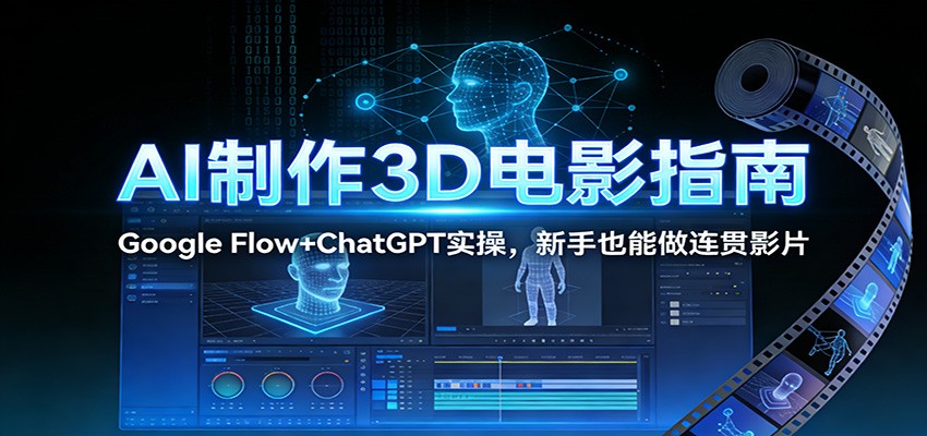 AI制作3D电影指南：Google Flow+ChatGPT实操，新手也能做连贯影片-课程网
