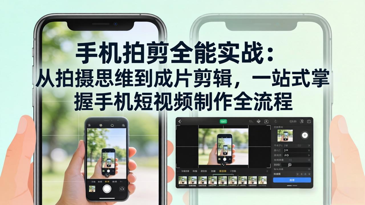 手机拍剪全能实战：从拍摄思维到成片剪辑，一站式掌握手机短视频制作全流程-课程网