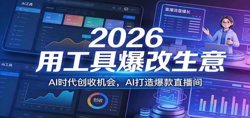 2026用工具爆改生意，AI时代创收机会，AI打造爆款直播间-课程网