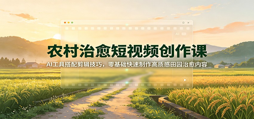 农村治愈短视频创作课：AI工具搭配剪辑技巧，零基础快速制作高质感田园治愈内容-课程网