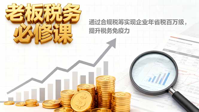 老板税务必修课，通过合规税筹实现企业年省税百万级，提升税务免疫力-课程网