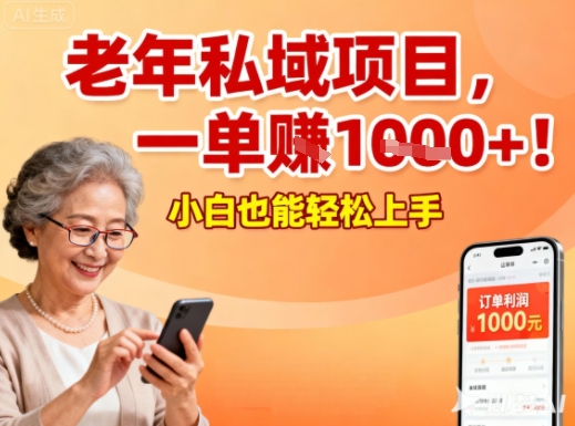 好做的私域项目，针对老年群体，一单利润1k+，小白也能做-课程网