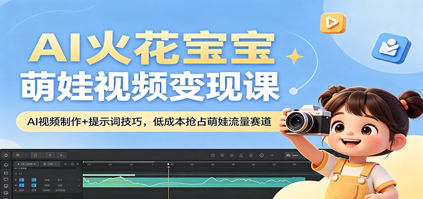 AI火花宝宝萌娃视频变现课：AI视频制作+提示词技巧，低成本抢占萌娃流量赛道-课程网