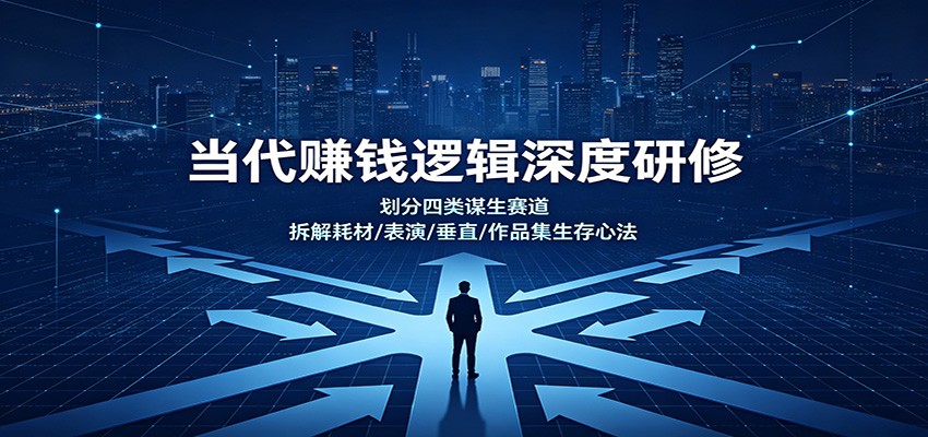 当代赚钱逻辑深度研修：划分四类谋生赛道，拆解耗材/表演/垂直/作品集生存心法-课程网