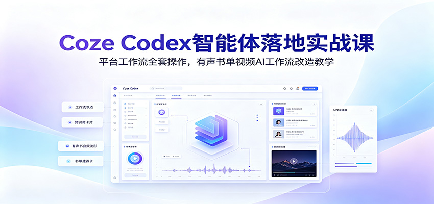 Coze Codex智能体落地实战课：平台工作流全套操作，有声书单视频AI工作流改造教学-课程网