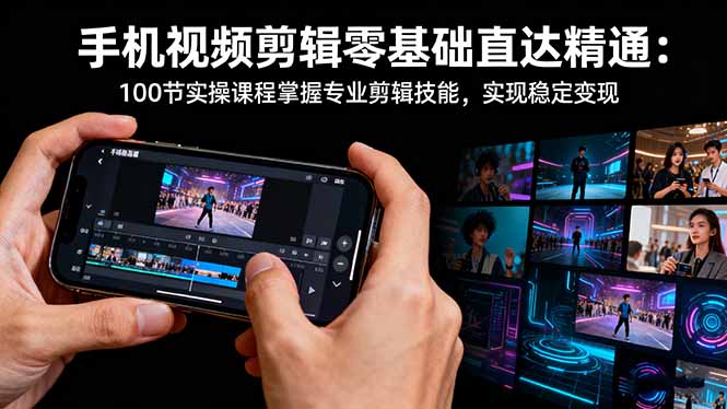 手机视频剪辑零基础直达精通：100节实操课程掌握专业剪辑技能，实现稳…-课程网