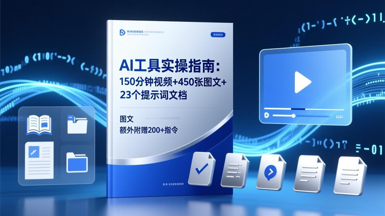 AI工具实操指南：150分钟视频+450张图文+23个提示词文档，额外附赠200+指令-课程网