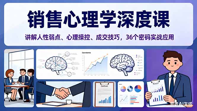 销售心理学深度课，讲解人性弱点、心理操控、成交技巧，36个密码实战应用-课程网