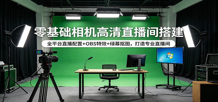 零基础相机高清直播间搭建：全平台直播配置+OBS特效+绿幕抠图，打造专业直播间-课程网