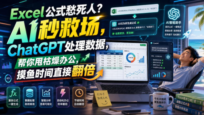Excel公式愁死人？AI秒救场，ChatGPT处理数据，帮你甩枯燥办公，摸鱼时间直接翻倍【原创双语字幕】-课程网