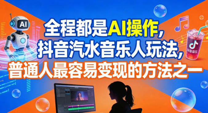 全程都是AI操作，抖音汽水音乐人玩法，普通人最容易变现的方法之一-课程网