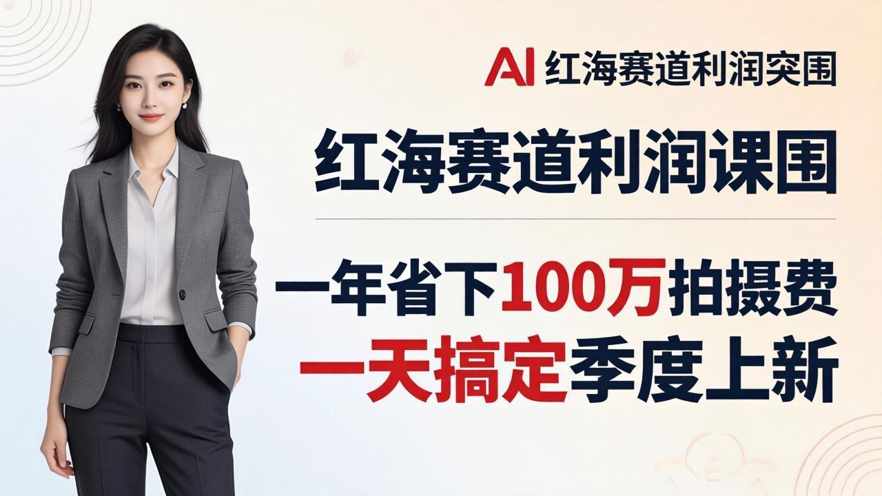 服装老板AI模特图课：一年省下100万拍摄费，一天搞定季度上新，红海赛道利润突围-课程网