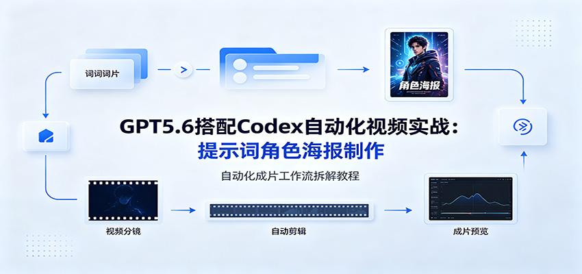 GPT5.6搭配Codex自动化视频实战：提示词角色海报制作，自动化成片工作流拆解教程-课程网