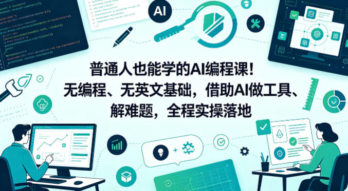 普通人也能学的AI编程课！无编程、无英文基础，借助AI做工具、解难题，全程实操落地（更新6月）-课程网