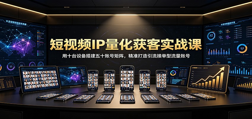 短视频IP量化获客实战课：用十台设备搭建五十账号矩阵，精准打造引流接单型流量账号-课程网