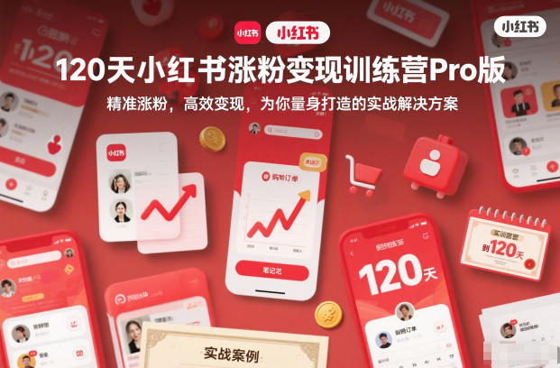 120天小红书涨粉变现训练营Pro版，精准涨粉，高效变现，为你量身打造的实战解决方案-课程网