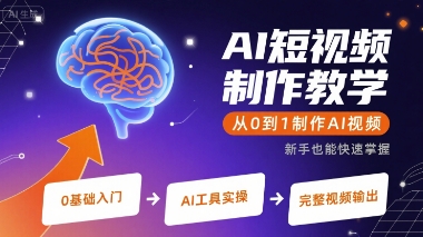 AI短视频制作教学，从0到1制作AI视频-课程网