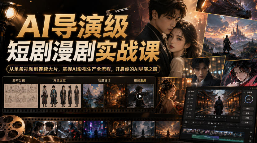 AI导演级短剧漫剧实战课，从单条视频到连续大片，掌握AI影视生产全流程，开启你的AI导演之路!-课程网