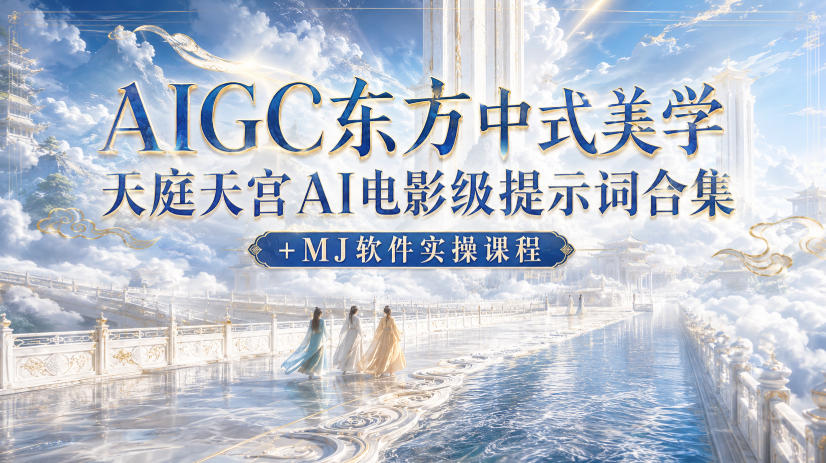 AIGC东方中式美学天庭天宫AI电影级提示词合集+MJ软件实操课程-课程网