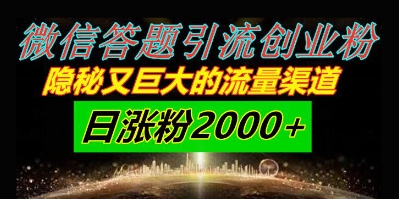 微信答题引流创业粉，隐秘又巨大的流量渠道一小时引流200人，日涨粉2000+-课程网