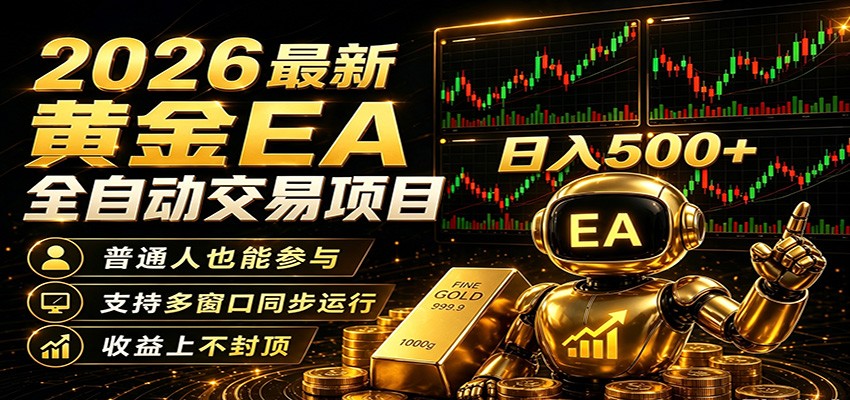2026黄金EA全自动量化，零技术·全自动·收益上不封顶，低门槛日入500+-课程网
