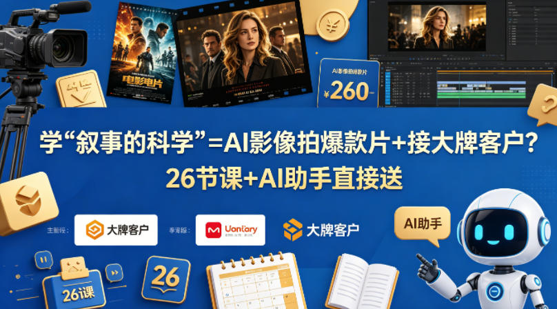 学《叙事的科学》=AI影像拍爆款片+接大牌客户？26节课+AI助手直接送【原创双语字幕】-课程网