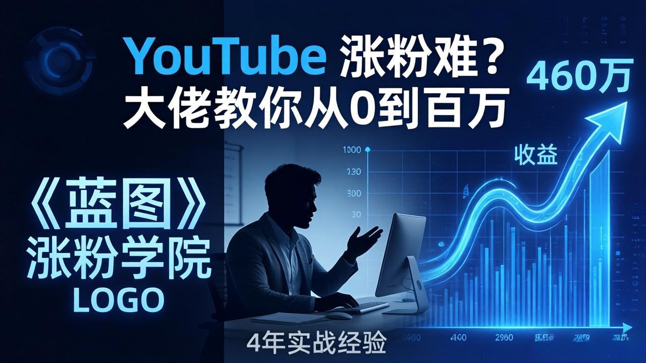 YouTube 涨粉难？《蓝图涨粉学院》：4 年赚 460 万的大佬教策略，从0到百万有路径！-课程网