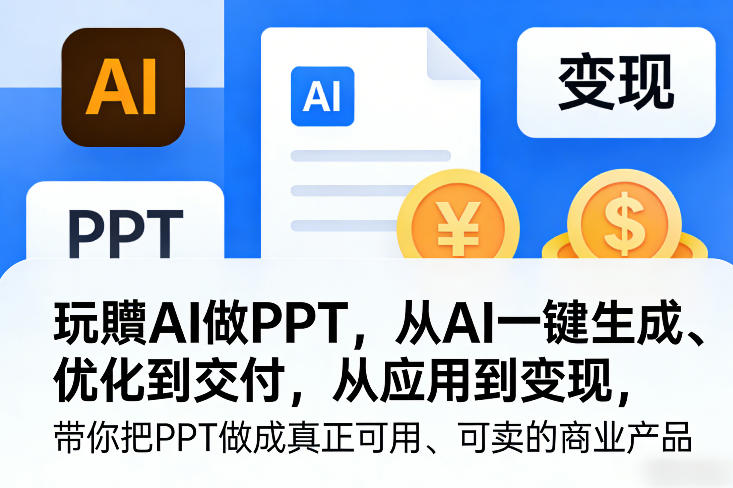 玩賺AI做PPT，从AI一键生成、优化到交付，从应用到变现，带你把PPT做成真正可用、可卖的商业产品（更新0513）-课程网